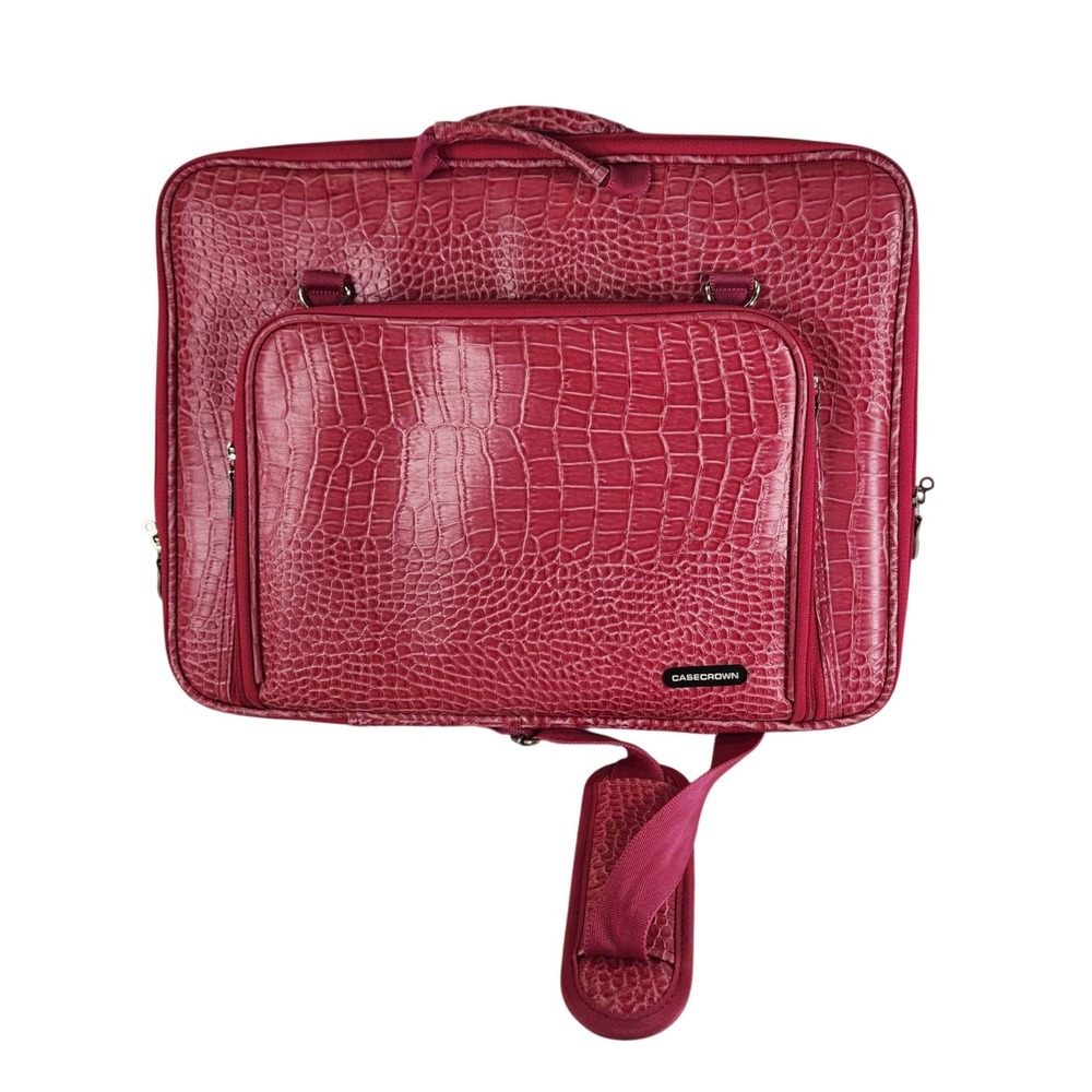 CaseCrown Laptop Bag Pink Crocodile Embossed Messenger Briefcase